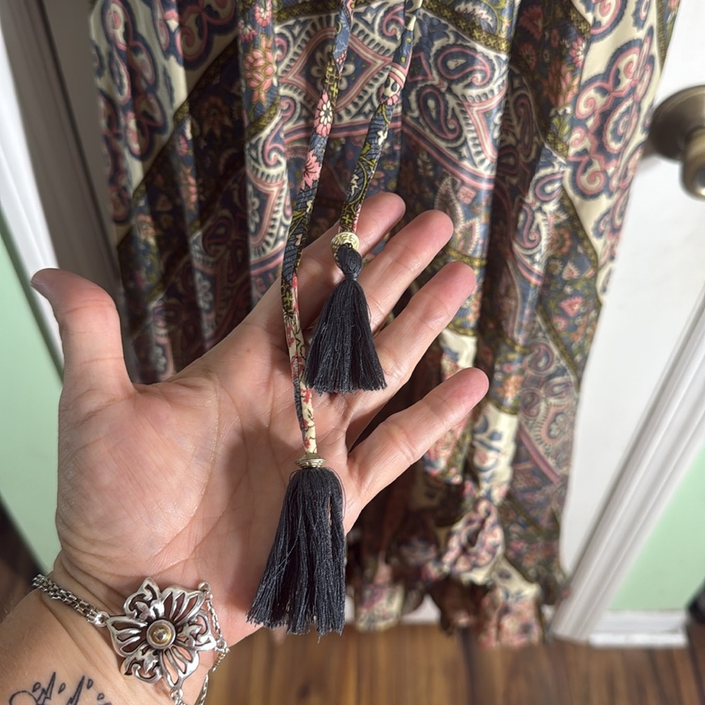 Bohemian Floral High-Low Flutter Sleeve Spring Summer Fall Flowy Dress Size M-L - Picture 5 of 13